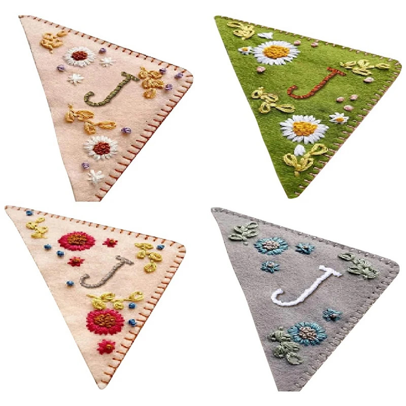 

4 Pcs Spring, Summer, Autumn And Winter Bookmark Embroidery Bookmarks Hand-Embroidered Corner Decoration(J)