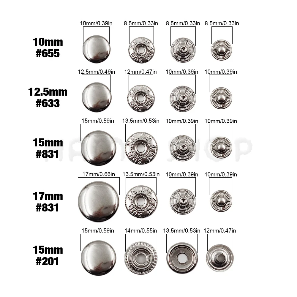 Snap Fasteners Kit Metal Button Snaps with Fastener Snap Installation Pliers For Leathercraft Clothes Garment Jean Bags Shoes 3