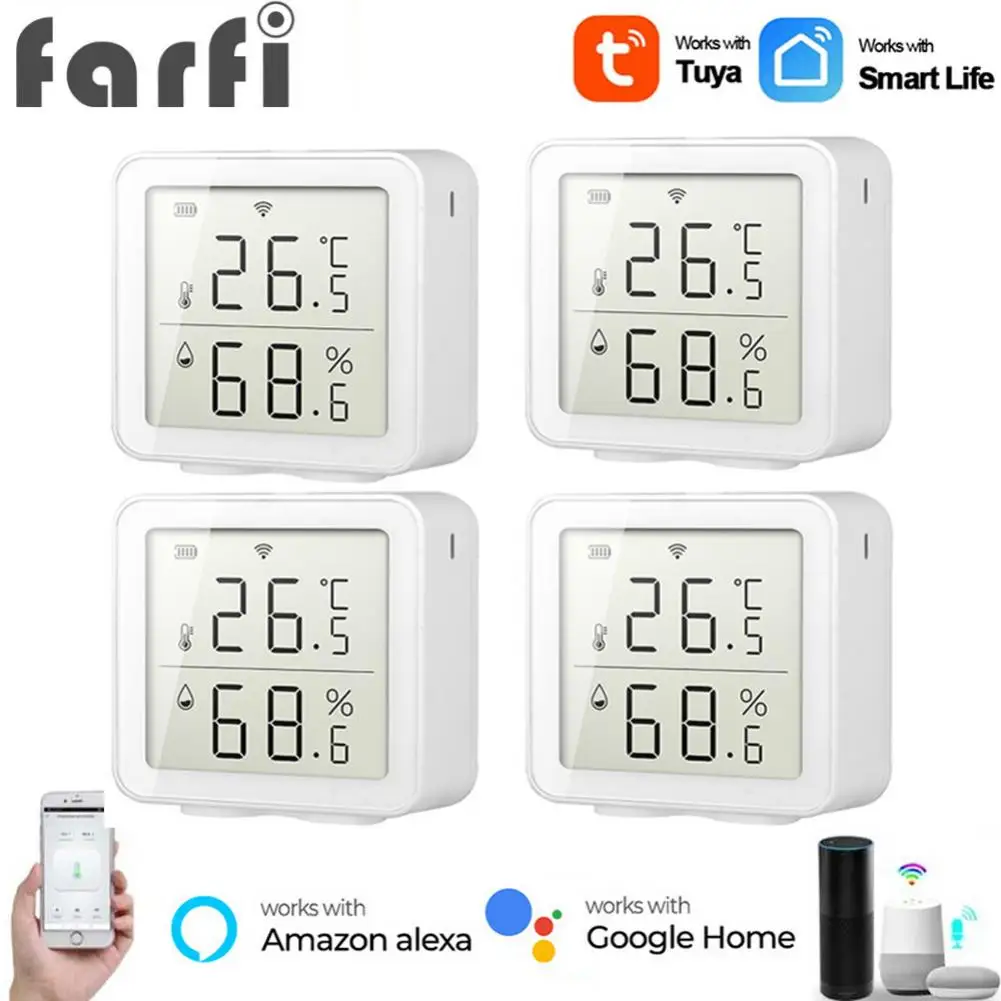 

Wifi Smart Temperature And Humidity Sensor With LCD Screen Digital Display Smart Thermometer Work With Alexa Google Home