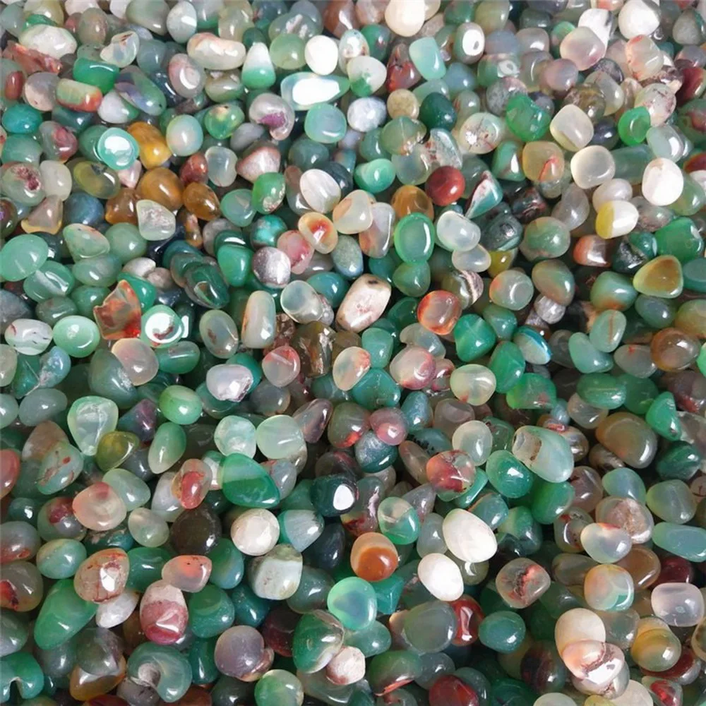 Red green agate Crushed Stone Vase Fish Tank Flower Pot Decoration Soil Filling Natural Raw Stone Polishing,100g