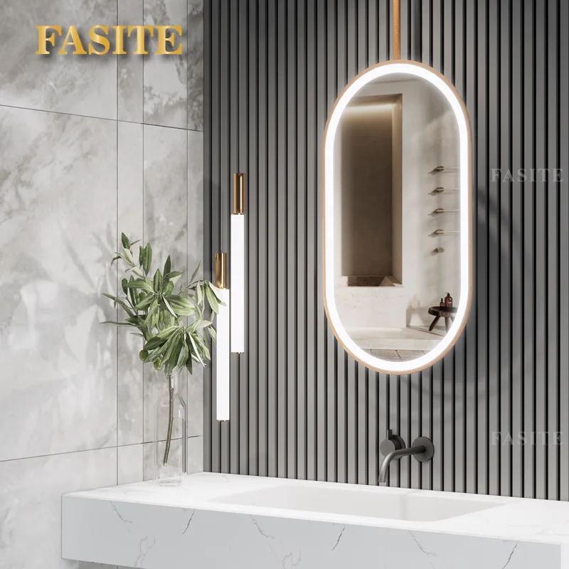 Description Picture 3 of itemOval Bathroom Mirror Led Light Wall Mounted Large Illuminated Shower Mirror Make Up Espejo Bano Aesthetic Room Decor EB5BM