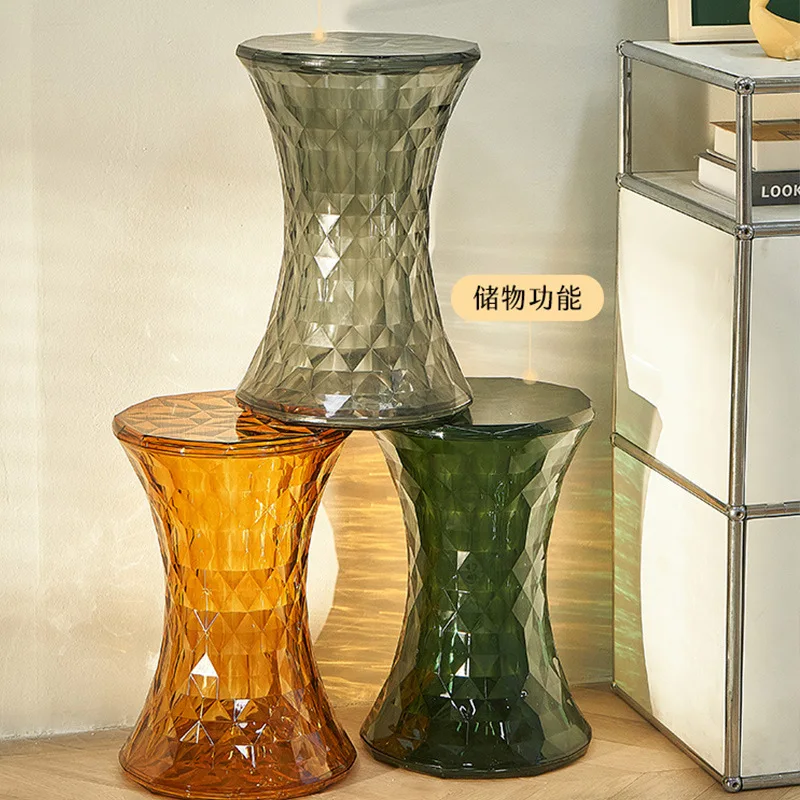 

Transparent shoe change makeup bathroom spare modern simple dining stool Nordic plastic crystal stool