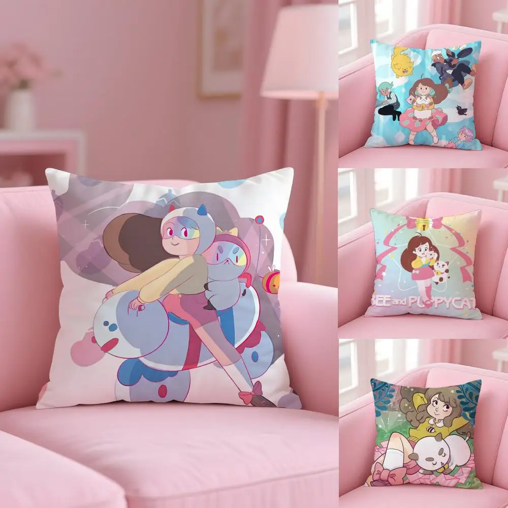 B-Bee 및 P-Puppycat 쿠션 커버 짧은 플러시 양면 인쇄 홈 머신 워셔블 따뜻한 겨울 베개 케이스
