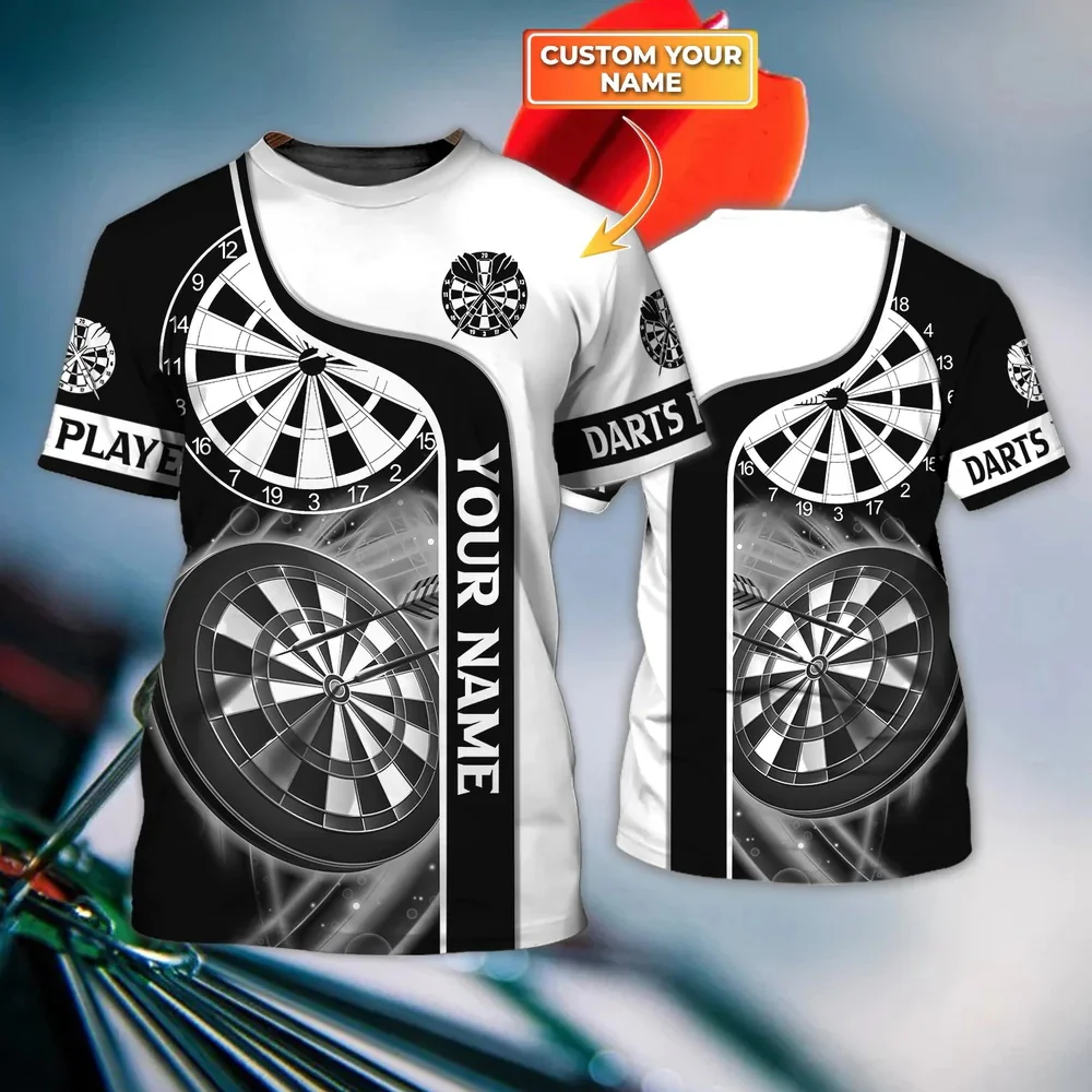 

PLstar Cosmos Custom Name Darts 3D Full Print Summer Men's T-shirt Unisex Casual Short Sleeve Dart Player Gift