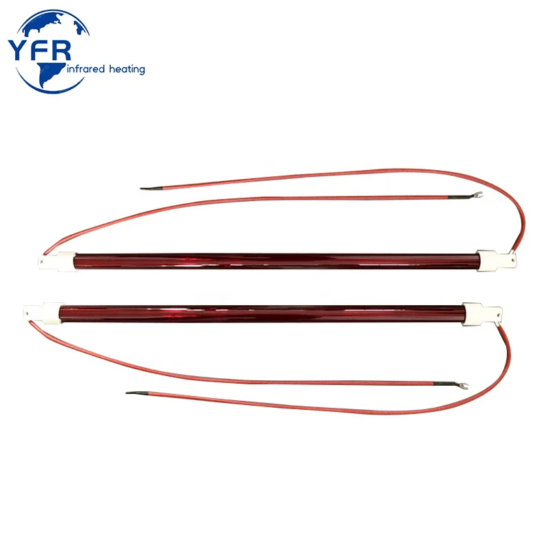500mm 1000mm 2000W Quartz Heating Tube Vacuum Halogen Heat Tube Ruby Color with Tungsten Wire IR lamp Infrared Quartz Element