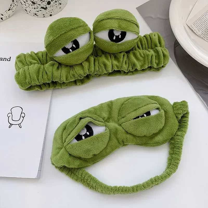3D Sad Frog Sleep Mask Natural Sleeping Eyeshade Cover Shade Eye Patch Women Men Soft Portable Blindfold Travel Eyepatch