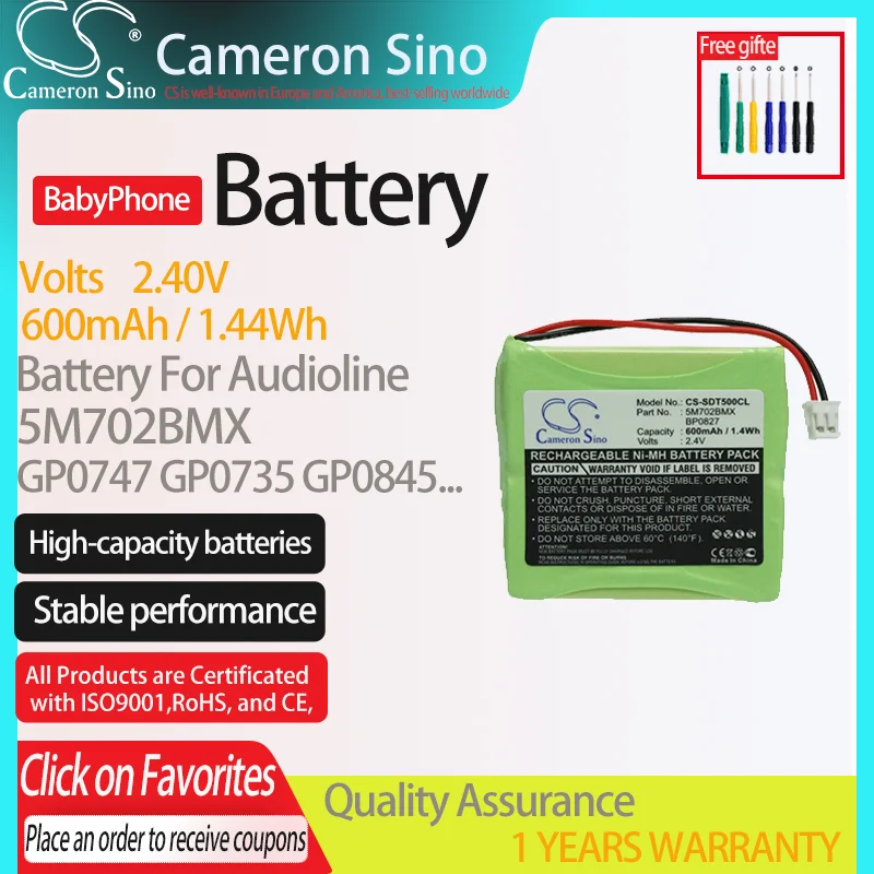 Cameronsino Battery For Audioline Slim Dect 500 Slim Dect 502 Slim Dect 502 Duo.Fits Gp0747  Gp0748,Cordless Phone Battery.