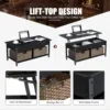 Coffee Table with Lift Top, Hidden Storage Compartment and 2 Rattan Baskets, 41.7" Retro Central Table with Wooden Tabletop 6