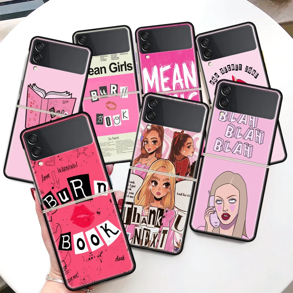 Mean Girls Burn Book Custodia Per Telefono Coque Per Samsung Galaxy Z Flip 4 3 5 5G Cover Rigida Nera Zflip 5 3 4 Paraurti Antiurto Di Lusso F