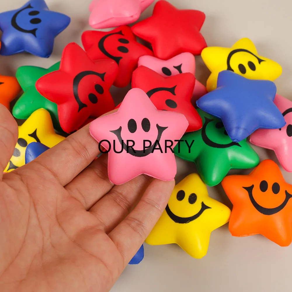 Stress Relief Toys 12Pcs Colorful Soft PU Star Sponge Balls Party
