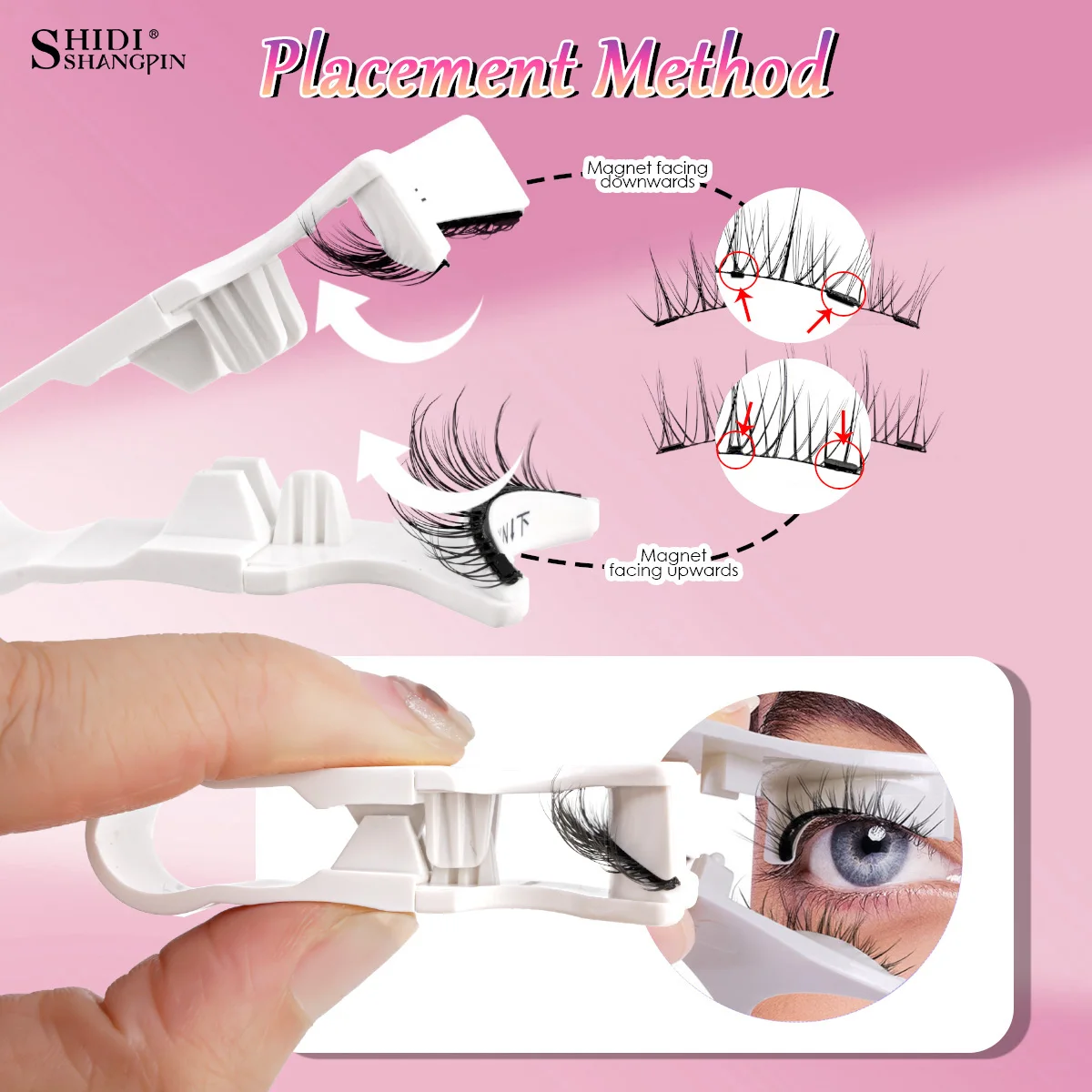 Fake Eyelashes 2 Pair Reusable Magnetic Eyelashes Tweezers Set With mirror Magnetic Lash Extension Natural Curler False Eyelashes