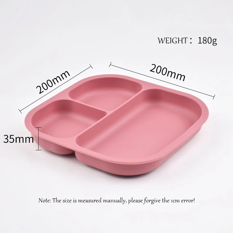 Food Grade Silicone Dining Plate Children 3-Grids Dishes Eating Training Tableware Feeding Tray With Sucker Anti-Drop Baby Stuff 2