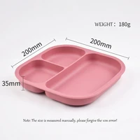 Food Grade Silicone Dining Plate Children 3-Grids Dishes Eating Training Tableware Feeding Tray With Sucker Anti-Drop Baby Stuff 2