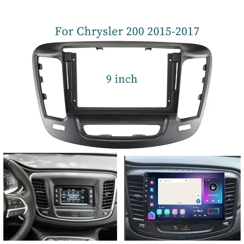 

9 Inch Car Fascia Radio Panel for Chrysler 200 2015-2017 Dash Kit Install GPS Facia Console Bezel 9inch Adapter Plate Trim Cover