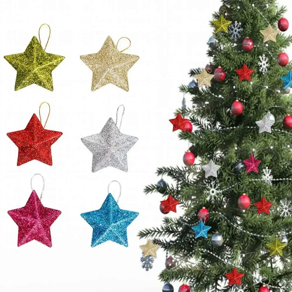 

Gold Glitter Star Ornaments Christmas Tree Hanging Pendant 2024 Christmas Decorations for Home Navidad New Year Party DIY Gift