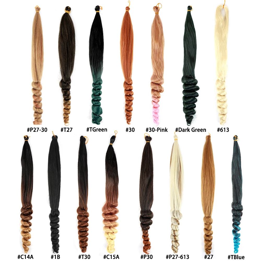 French Curls Braiding Hair 24Inch Synthetic Spiral Curls Braids Hair Extensions For Women Pre Stretched Loose Wave Braiding Hair 2