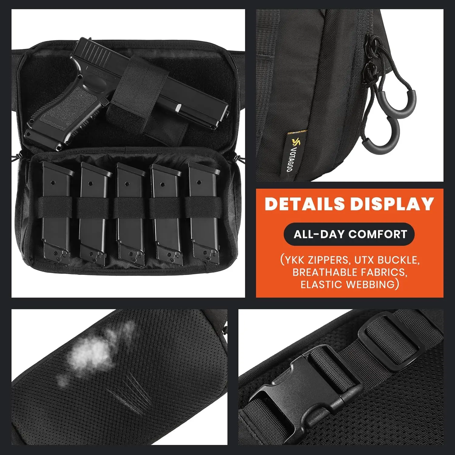 Fanny Bag VOTAGOO Tactical CCW Concealed Carry Waist Belt Handgun Pouch Cordura 420D nylon
