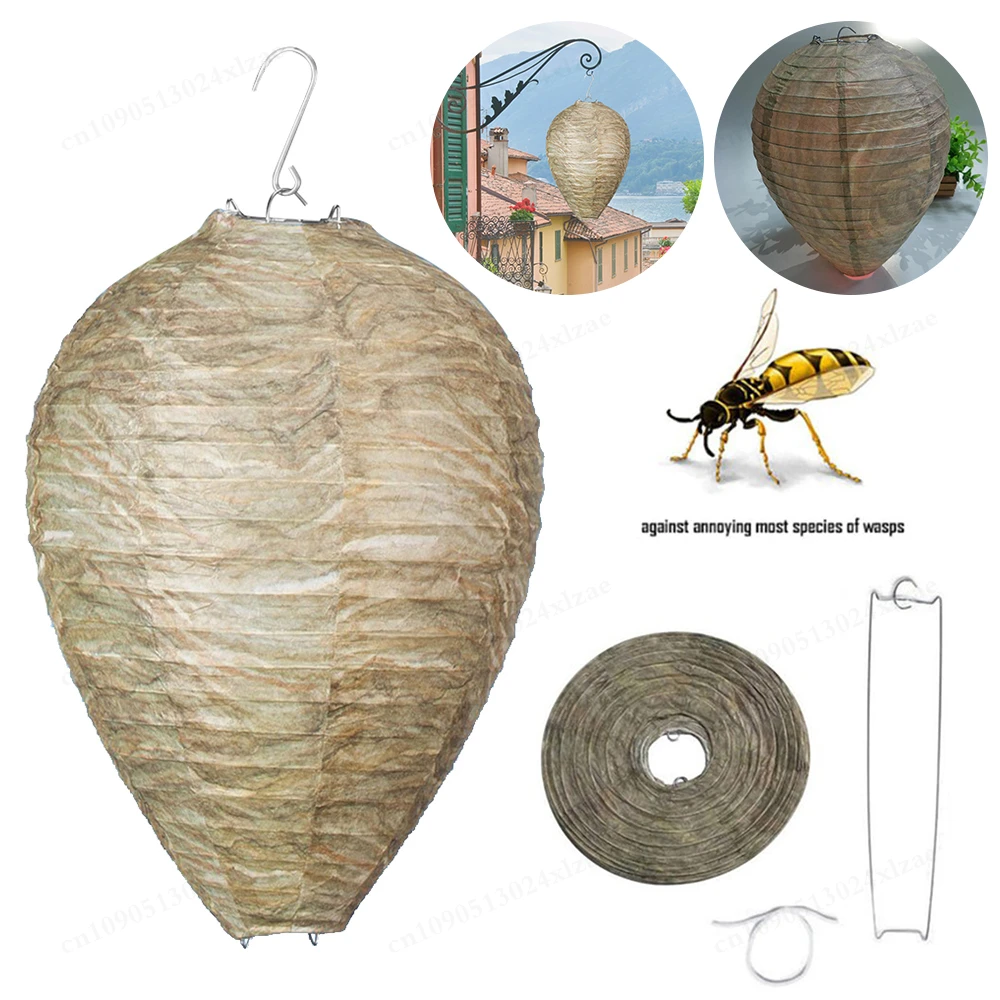 1-10PCS Wasp Nest Decoy Hornets Deterrents Non-Toxic Fake Nest Bee Decoy Beehive Lanterns Hanging Patio Garden Repellent Trap