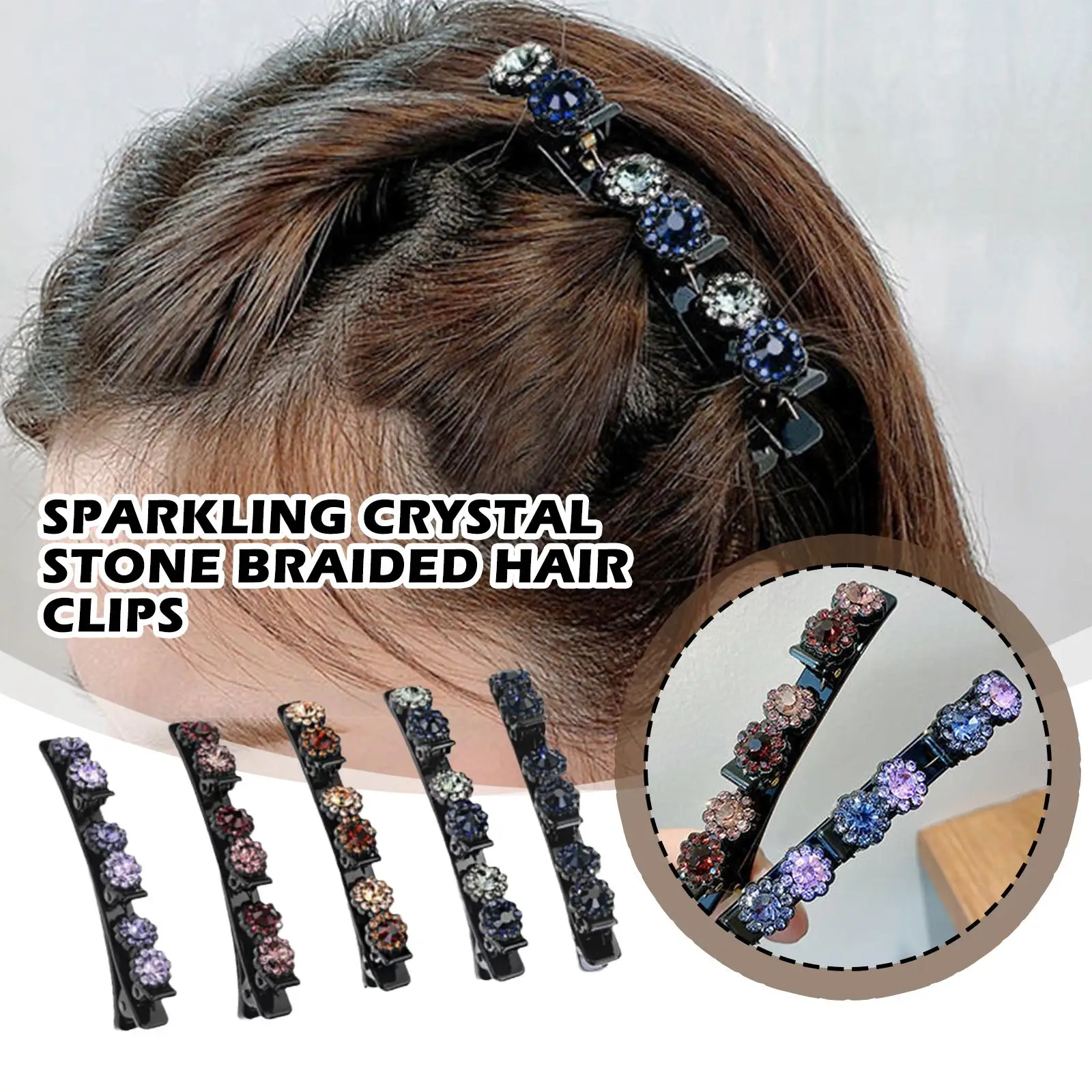 Flower Headwear Double Layer Hairpins Hair Clips Rhinestone Buttons Bands Clip Korean Style Acryli Crystal Flowers Hair Clip
