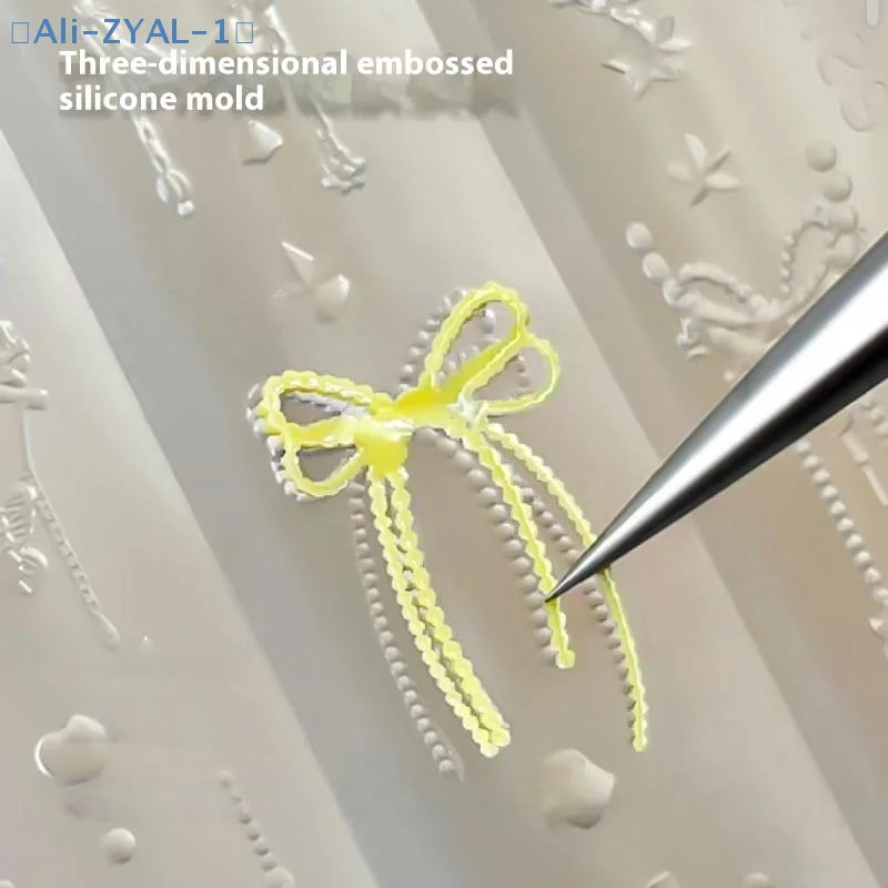 【ZYAL-1】1개 네일 아트 장식 귀여운 나비 비즈 체인 네일 3D 네일 몰드 실리콘 오각형 네일 아트 액세서리