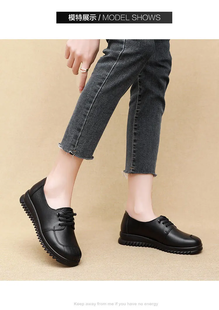 Leder Damenschuhe lässig Slipper Slipper Mutter Freizeit schuhe schwarz Mokassins Turnschuhe bequeme flache Schuhe Zapatos Mujer – Detail 12