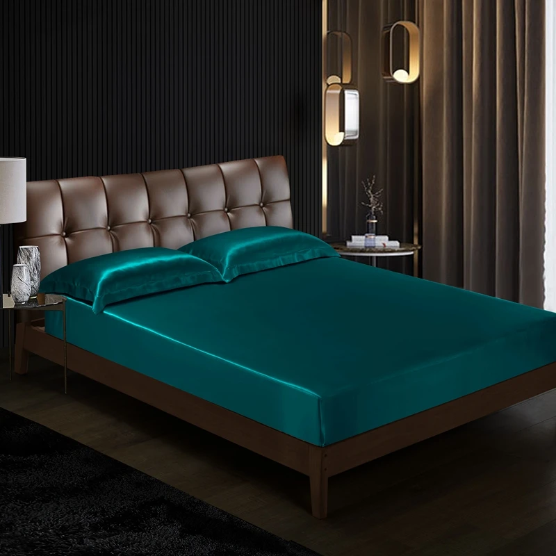 Grade 6A Natural Mulberry Silk Fitted Sheet Four Corners With An Elastic Band Mattress Cover Solid Color Bed Sheet Fit Sheet 6