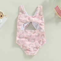 0-3Y Baby Girls Kids Swimwear Sleeveless Shell Print Cut Out Bikini Kids Beachwear Child Bathing Suits Swimsuits Clothes 3
