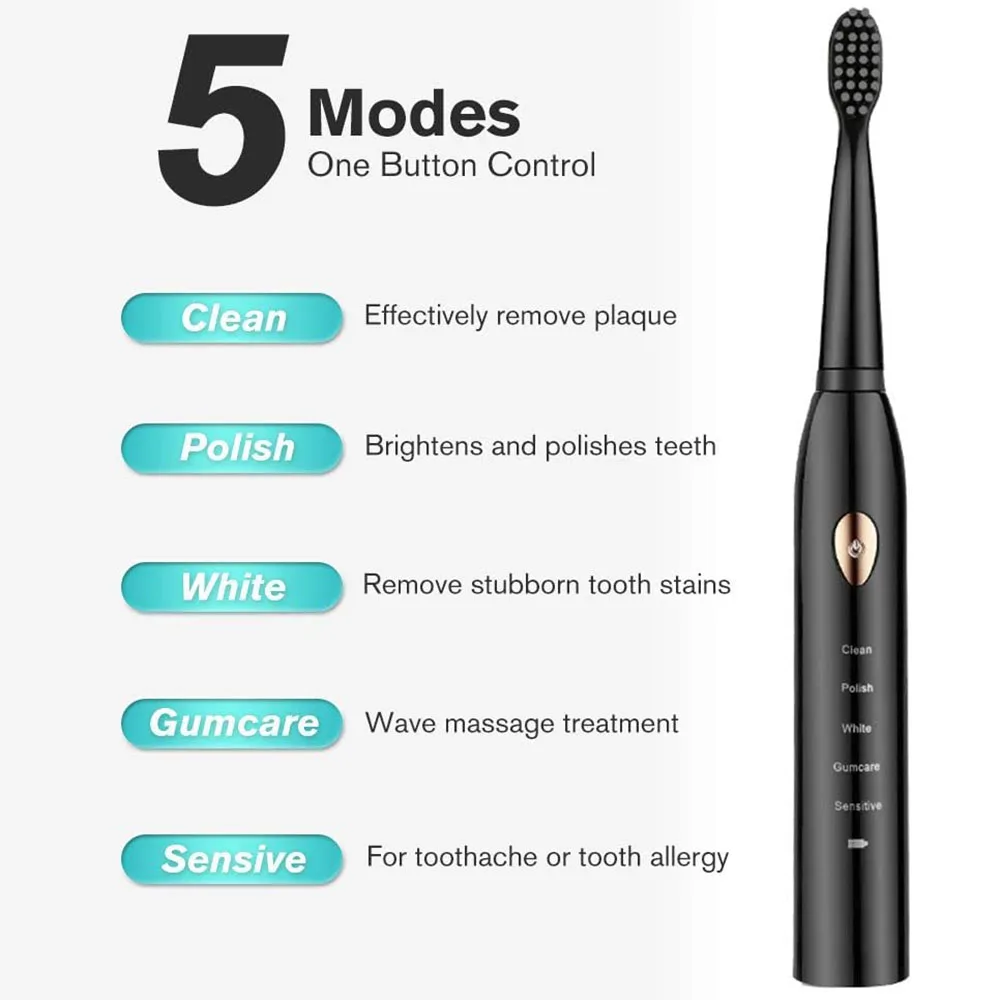 Ultrasonic Automatic Toothbrush Easy Cleaning IPX7 Waterproof Smart Mouth Cleaning Timer Couple Household Whitening JAVEMAY J209