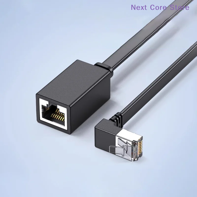 우측/좌측 각도 엘보 네트워크 와이어 90도 CAT7 네트워크 연장 케이블 플랫 울트라 10G RJ45 남성-여성 어댑터 코드