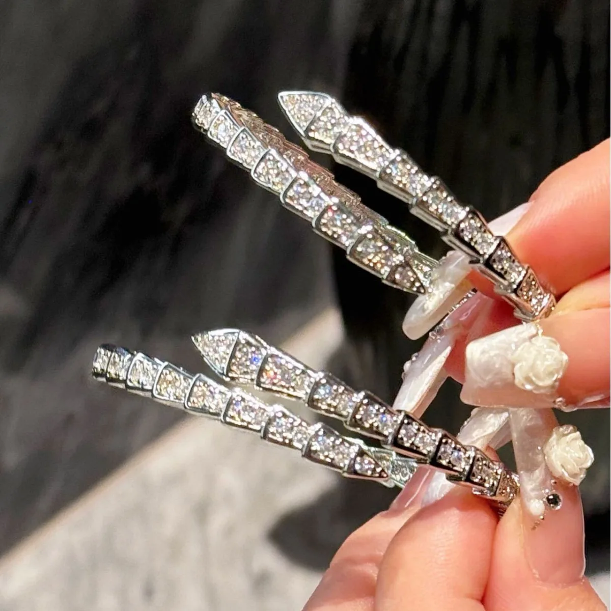 Bangle Bracelet Fashion Snake Bone Cubic Zirconia Open Bracelets For Men Women Gold Silver Copper Metal Snake Bracelet Party Daily Jewelry