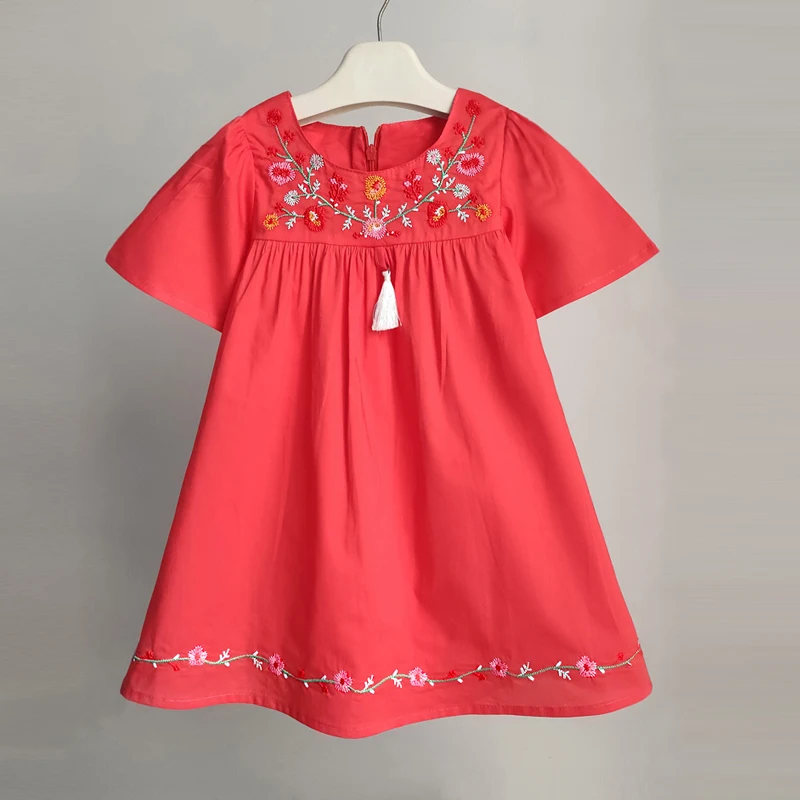 Baby Girls Dresses Kids Embroidered Cotton Summer Party Dress For Girl Children Costume Blue Cute Dress Clothes 2-6 Yrs Clothing girls dress maxi dress princess costume kids clothes