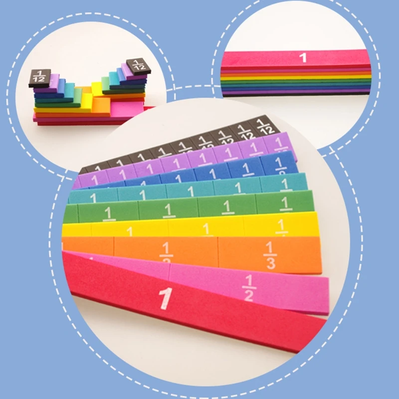 Rainbow Fraction Tiles Montessori Math Materials for Kids Homeschool Supplies N1HB 4