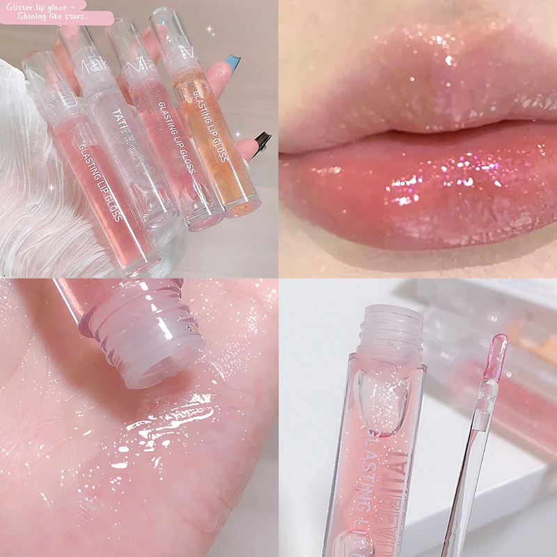 

1pc Glitter Lipgloss Shiny Mirror Glaze Plumper Oil Moisturizing Transparent Liquid stick Korean Makeup Cosmetics