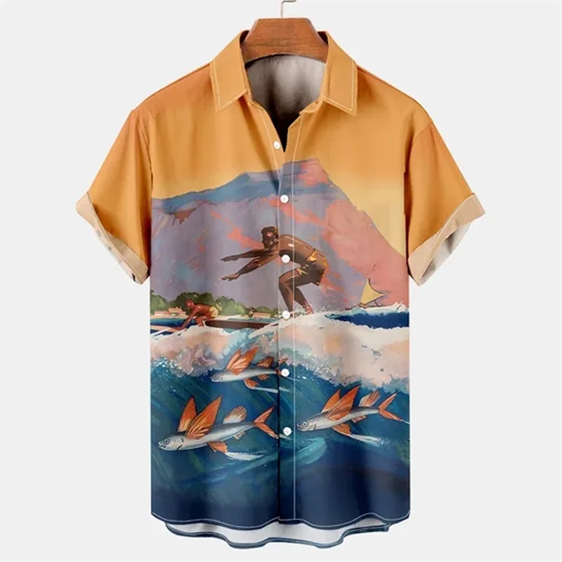 thumbnail image 1 of Camisas hawaianas de verano para hombre, camisas con estampado 3D para vacaciones en la playa, blusas casuales de manga corta para hombre, 1 of 5