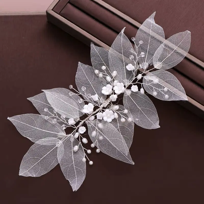 Handmade Leaves Flowers Pearls Women Headbands Beads Bridal Hairbands For Wedding Hair Accessories