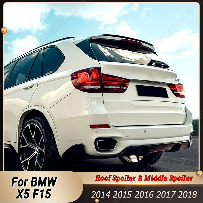 

For BMW X5 F15 Rear Roof Boot Lip Spoiler Mid Middle Wing Tuning Gloss Black Body Kit Car Accessories 2014 2015 2016 2017 2018