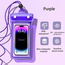Waterproof Floating Airbag Swim and Dive Phone Case for 1Pcs (Purple)