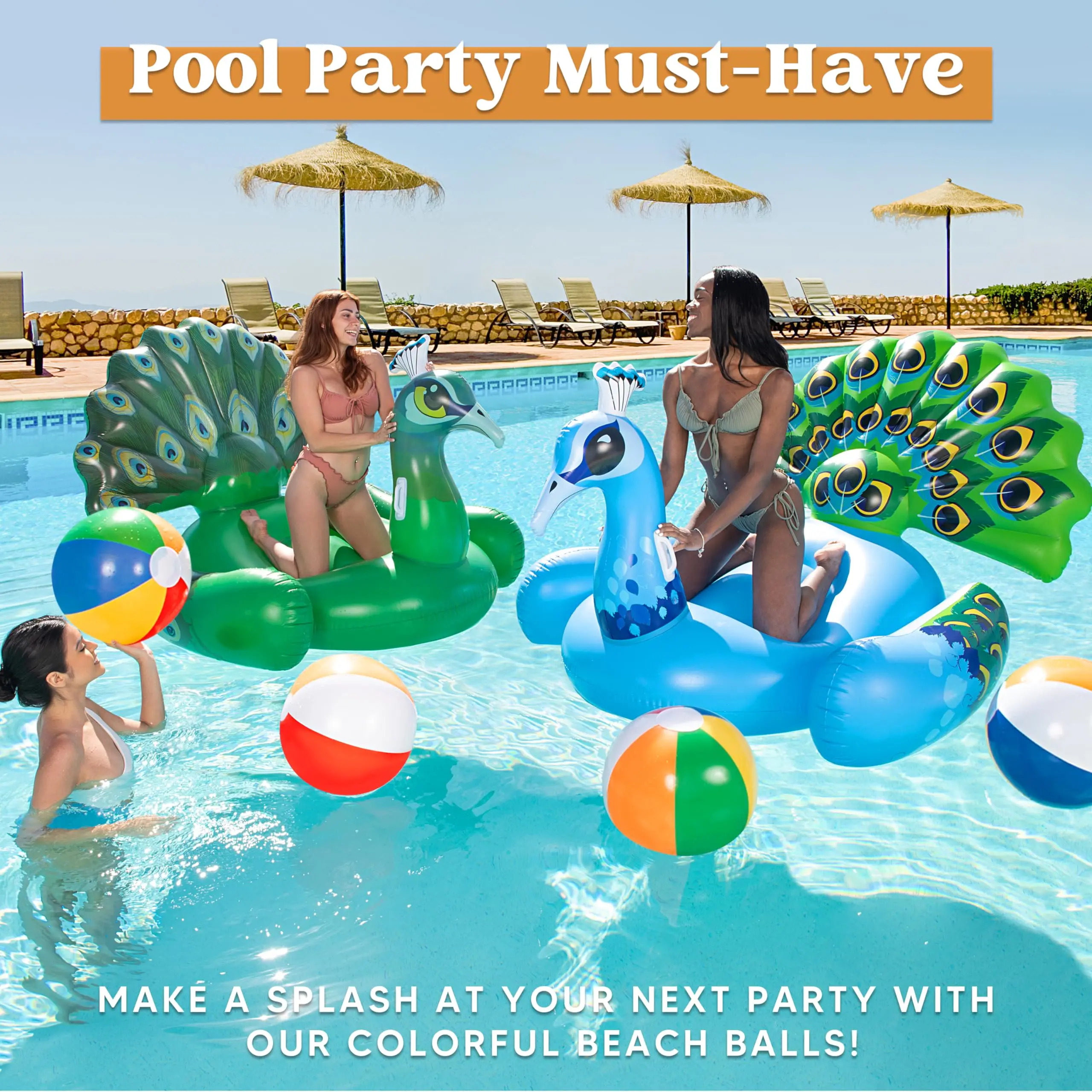 20" 4pcs Beach Balls Large Rainbow Beach Ball Inflatable Swimming Pool Water Games Toys for Kids Summer Beach Party Fun Gifts 6