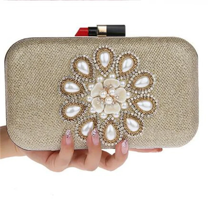 

New Women Flowers Evening Clutch Bags Handmade Wedding Banquet Shoulder Bags Mini Clutch Purse Fashion Wallets 5 Colors