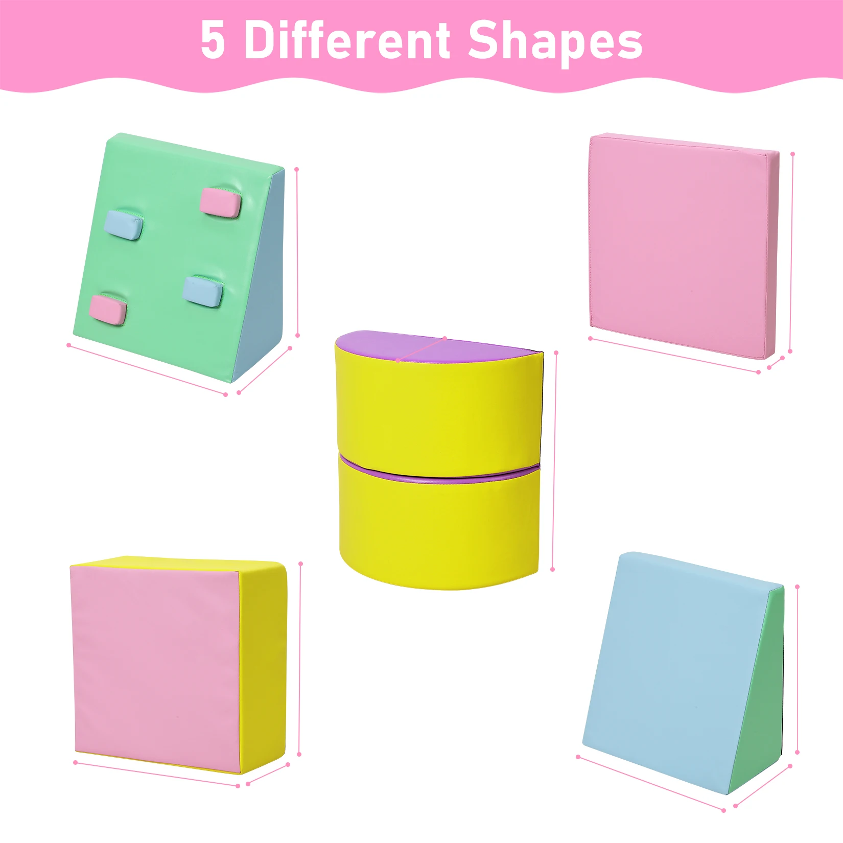 Foam Climbing Blocks for Toddlers and Preschoolers - Soft Climbing Indoor Set - Active Play Set for Climbing, Crawling 5PCS 3