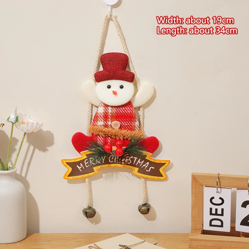 Wooden Santa, Snowmen Reindeer Hanging Decoration for Christmas Door; New Year XmasTree Home Ornament Indoor Layout Scene