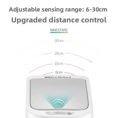 NINESTARS Home Batoom Toilet Bedroom Waterproof Smart Sensor Tra Can Silent Soft Close Long Cylinder ape Plastic Body