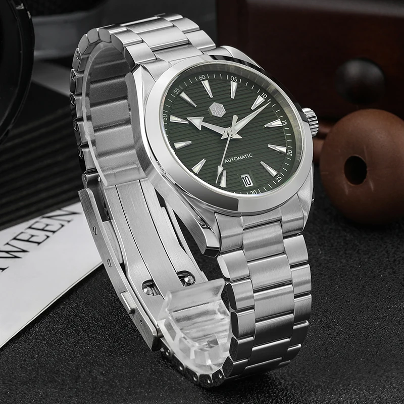 San Martin 38mm Men Watch Fashion Luxury Sapphire BGW9 Luminous Dive Watches Automatic Movement Waterproof Wristwatch SN0113W V2
