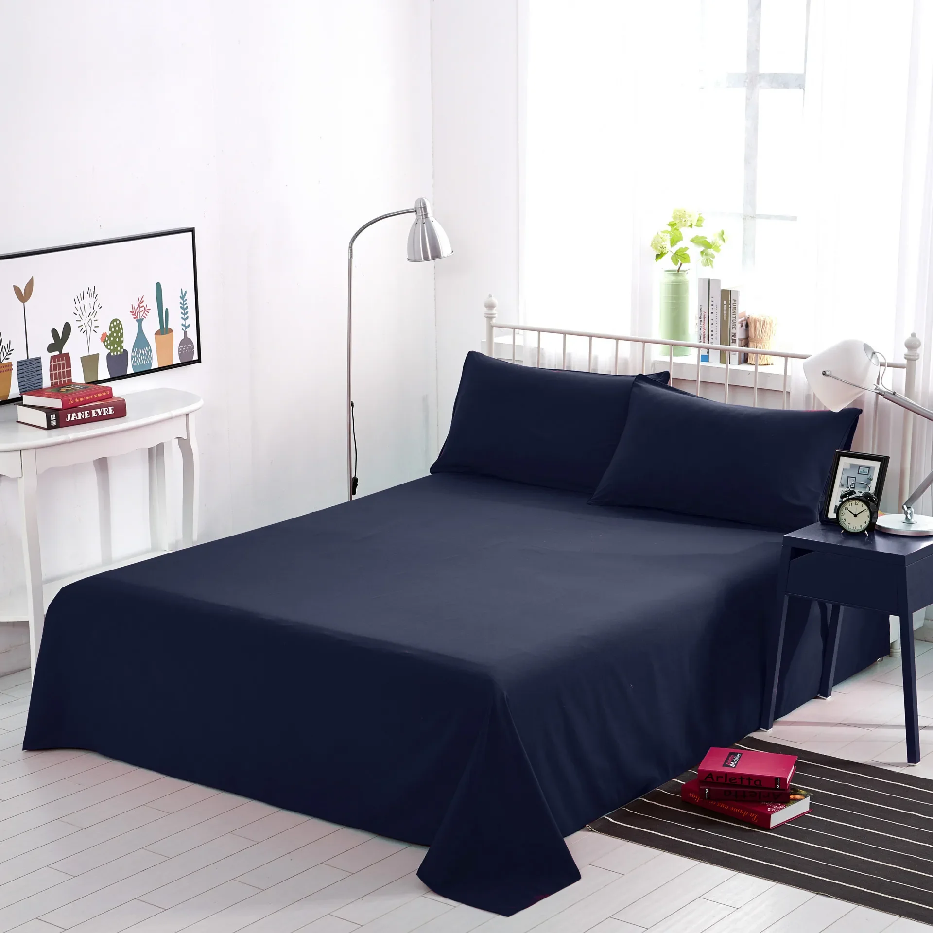 Bed Sheets Solid Flat Twin Queen Full Size Mattress Cover Simple Skin-friendly Non-slip Antibacterial Bedroom Comfortable Home 5