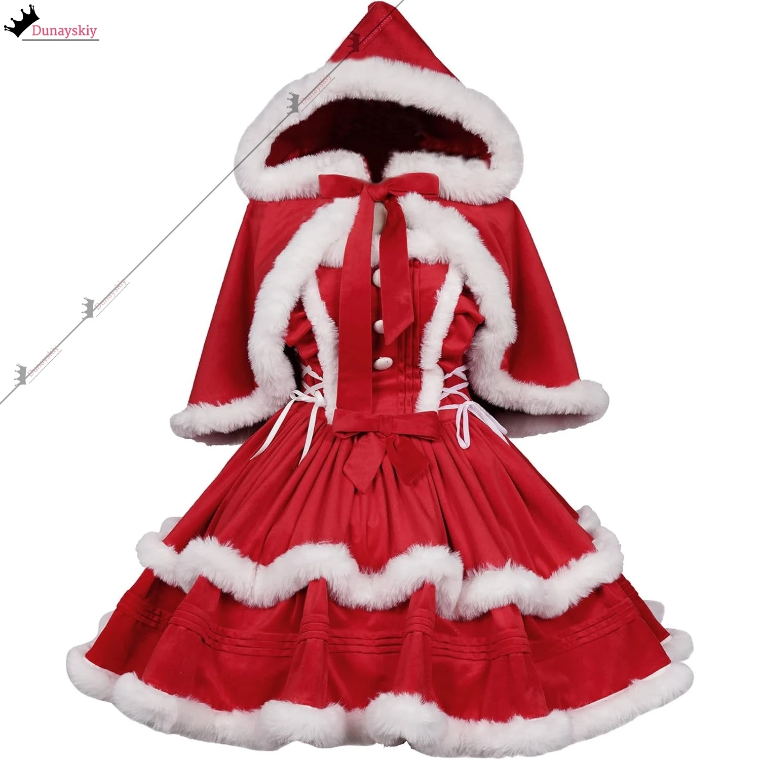 Costume Da Babbo Natale Da Donna, Vestito Di Babbo Natale, Con - Foto 5