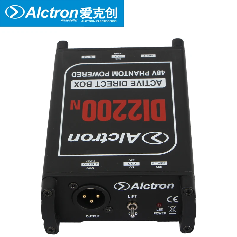 Alctron 고성능 액티브 DI 박스, 고무 프로텍터 포함, 무대 퍼포먼스 다이렉트 박스, 임피던스 변환, DI2200N