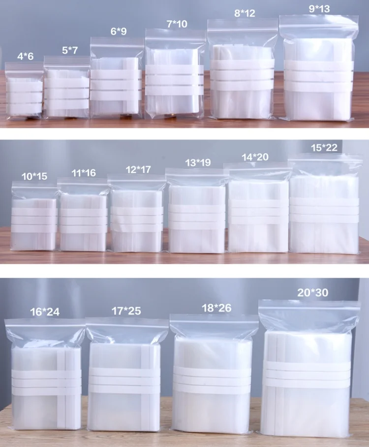 100PCS PE Clear Plastic Writing Ziplock Packaging Bag DIY Thick Antioxidant Jewelry Date Note Food Snack Spice Storage Pouches 2
