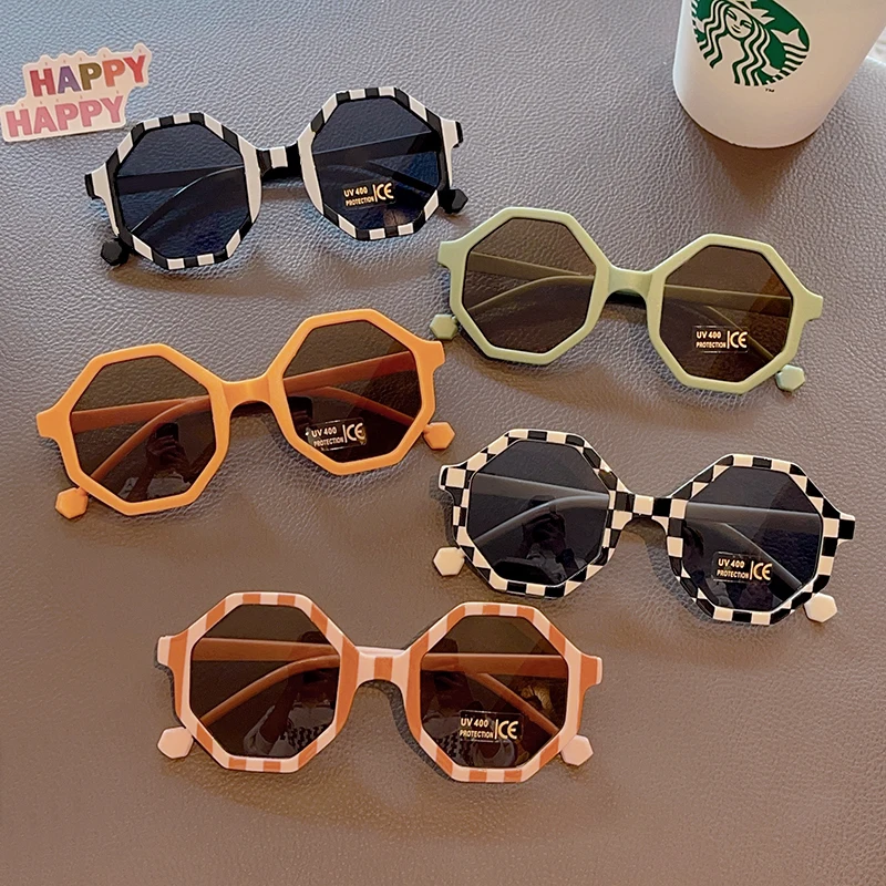 Children Cute Striped Polygon UV400 Sunglasses Baby Girls Outdoor Sun Protection Kids sunglasses children sunglasses
