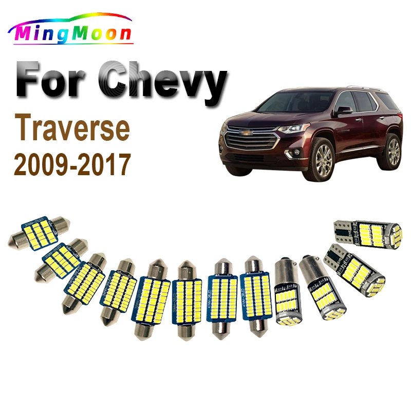 

13Pcs Canbus Car Bulbs Indoor Lamp For Chevrolet Chevy Traverse 2009-2014 2015 2016 2017 LED Interior Map Dome Light Kit