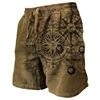 Men's Vintage Beach Shorts Classic Compass 3D Printed Street Hip Hop Men Women Short Pants Breathable Daily Holiday Ice Shorts 2